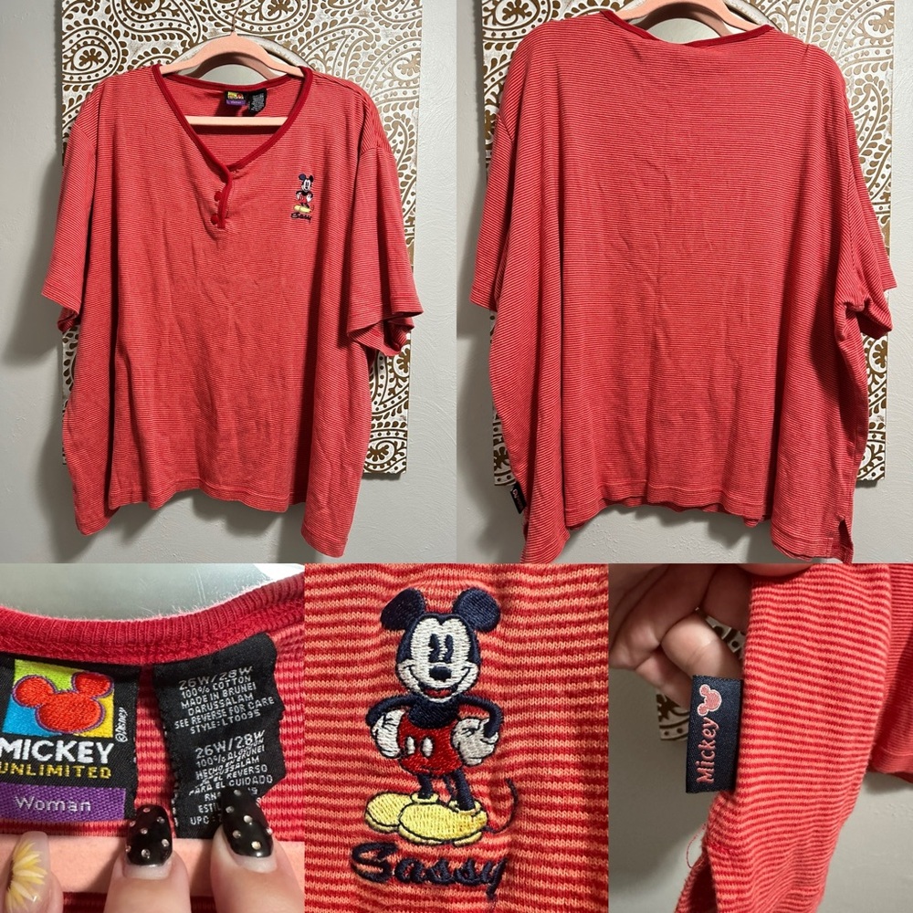 Vintage Mickey Unlimited Embroidered Mickey Mouse Striped Top